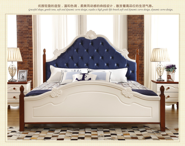 厂家直销地中海双色8003B床实木白橡木双人床欢迎选购
