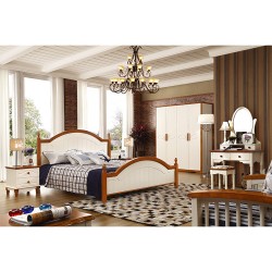 地中海双色8004B床实木橡木双人公主床 橡木卧室家具 精品实木床