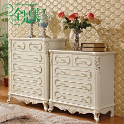 法式雕花田园柜实木三/四/五斗柜 简约储象牙白物柜