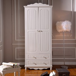 大量供应双门实木衣柜 韩式实木衣柜 象牙白实木衣柜 质优价廉