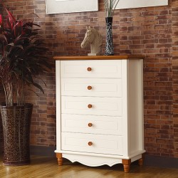 实木地中海双色6001N5五斗柜白色橡木五斗橱多抽屉储物柜