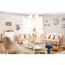 罗曼法式地中海客厅组合沙发高档实木皮质多件会客室沙发