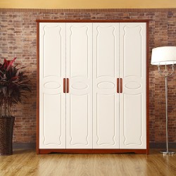 爆款热销地中海双色9002W4大衣柜橡木卧室家具四门衣柜 实木衣橱