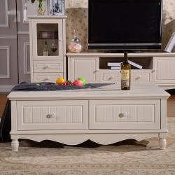 特价批发韩式带抽茶几 象牙白韩式茶几 实木茶几定制