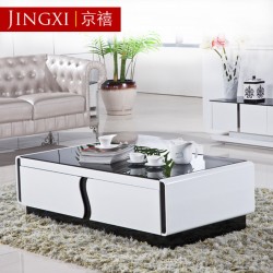 佛山茶几批发 京禧现代简约客厅茶几  黑色钢化玻璃烤漆茶几