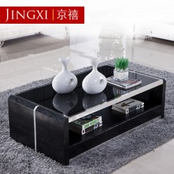 京禧现代简约风格茶几客厅时尚黑色钢化玻璃茶几