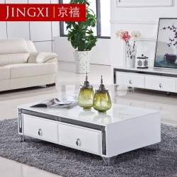 京禧新款白色现代简约茶几时尚钢化玻璃烤漆茶几