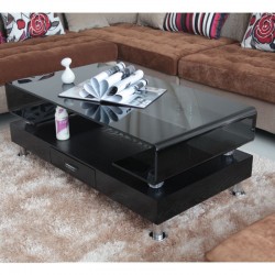 京禧现代简约客厅茶几   厂家直销黑色钢化玻璃茶几