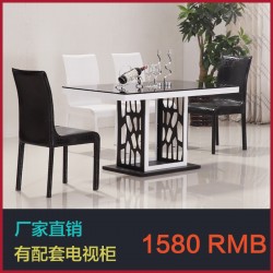 京禧现代简约时尚餐桌椅  黑色钢化玻璃餐桌 厂家直销