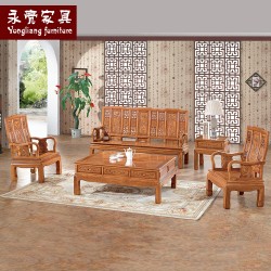 【濠亮家具】红木沙发家私 批发刺猬紫檀万字王5件套红木沙发家私