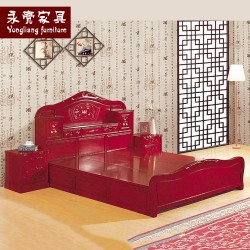 【濠亮家具】实木柜式大床 豪华大气1.8米实木柜式大床 厂家直销