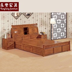【濠亮家具】实木大床 厂家供应高质量1.8米明式大床 厂家直销
