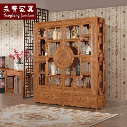 【濠亮家具】博古架 批发生产 供应非洲黄花梨龙凤博古架 批发