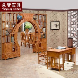 【濠亮家具】圆门博古架 批发非洲黄花梨双圆门博古架 厂家直销