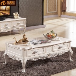 厂家直销 欧式家具客厅茶几 实木手工雕花框架实木抽屉式环保茶几