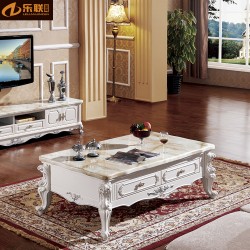 厂家直销 欧式大理石实木茶几 特价创意客厅茶几 法式带柜储物