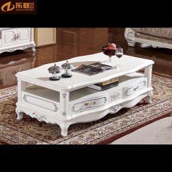 实木雕花大理石面客厅家具套房带抽屉功夫奢华茶几组合欧式茶几