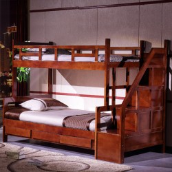 内外家具橡胶木双层床 实木子母床 上下铺床儿童床学生床201