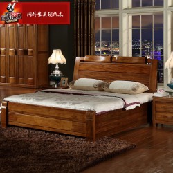 内外 中式胡桃实木家具 1.8米实木床卧室1.5双人床高箱床
