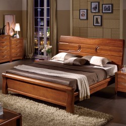 内外 全实木床1.8米双人床现代中式床 胡桃木实木床 LH680