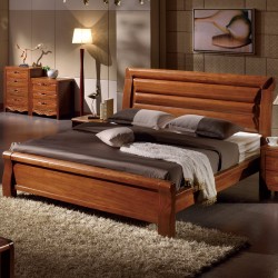 内外实木床1.8米胡桃木床双人床现代卧室家具超榆木水曲柳婚床