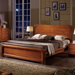 内外 全实木双人床 1.8米高箱储物床 中式胡桃木家具