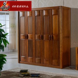 内外 胡桃木实木组合衣柜4/5门组合衣柜 实木套房家具308