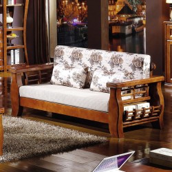 内外家具橡胶木胡桃木色实木1+2+3组合客厅全实木沙发 6803