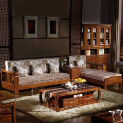 内外家具 橡胶木实木组合沙发 中式组合沙发6806 实木茶几6806