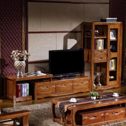 内外家具 橡胶木实木组合柜 组合电视柜 储物柜 书柜酒柜D006