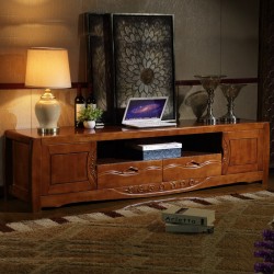 内外家具 橡胶木实木电视柜 影视柜 地柜 储物柜 中式电视柜D002
