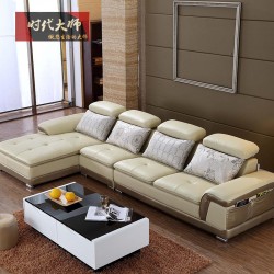 真皮沙发 现代客厅耐磨皮沙发 简约转角组合皮艺沙发 厂家批发