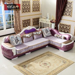 时代大师 贵族法式客厅沙发 小户型现代组合沙发 皮布法式转角