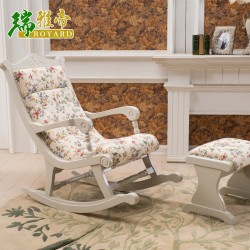 厂家批发 直销韩式田园实木摇椅带脚踏客厅组合家具 躺椅