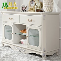厂家批发直销 欧式实木象牙白餐边柜 法式厨房储物柜质量保证