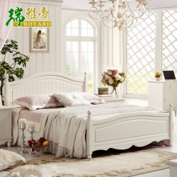 厂家直销》 1.5米实木韩式双人床象牙白实木卧室酒店家具质量保证