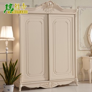 批发高档欧式趟门衣柜 精典双门趟门衣柜 卧室套房家具实木衣柜