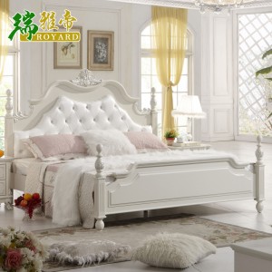 厂家直销批发 美式描银象牙白卧室具床 1.8米美式乡村雕花实木床