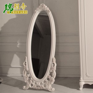 厂家直销 欧式穿衣镜法式试穿镜 荷花白落地穿衣镜实木穿衣镜