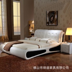 厂家直销 真皮床 大小户型双人床 简约现代1.5 1.8米皮艺床 特价