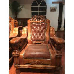 厂家直促销客厅家具5件套1+2+3（1+1）实木雕花沙发牡丹花