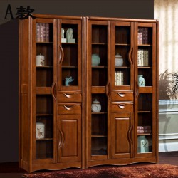 实木书柜组合五门书柜二门三门带门书柜现代中式家具