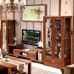 实木电视柜伸缩地柜矮柜 橡木中式简约现代组合电视机柜特价