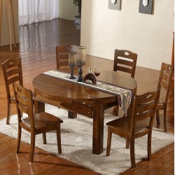 厂家批发 实木4 6人一桌六椅餐台椅组合伸缩折叠橡木餐桌特价