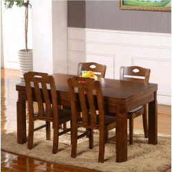 餐桌椅组合 中式全实木餐桌长方形小户型橡木餐桌6人饭桌现代