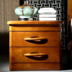 特价中式实木储物柜 橡木床头柜 黄金胡桃色宜家简易收纳床头柜