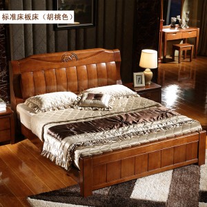 现代中式 全实木床1.8米 高箱储物床双人床高档橡木婚床卧室家具