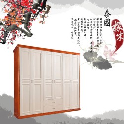 工厂直销中式地中海实木六门衣柜2.4米橡木五门806#