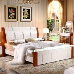 工厂直销 地中海床 实木床橡木床高箱储物 白色地中海卧室家具