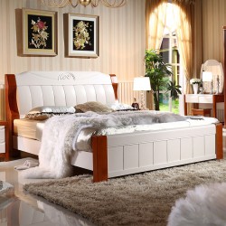 工厂直销 地中海床 地中海实木床1800*200 橡木白色实木高箱床